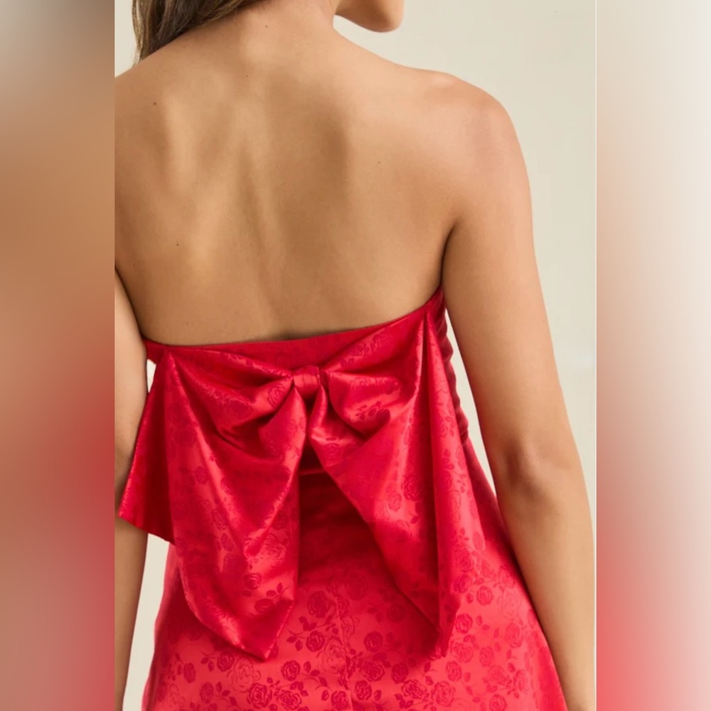 NWT Altar’d State Lilia Strapless Jacquard Bow Dress - Picture 6 of 7